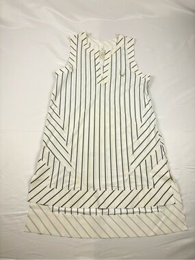 Lucas Hugh Floe Tunic Dress Small White Pinstripe British Vogue Rare